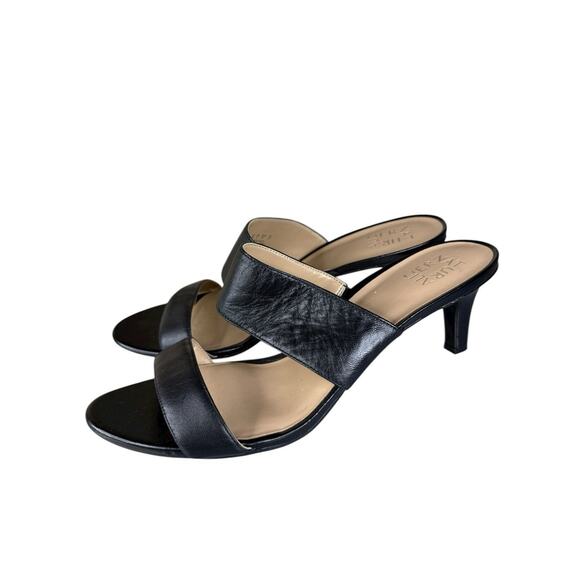 NEW Naturalizer Tibby Black Leather Heeled Slide Sandals Women’s Size 12 - Picture 6 of 10